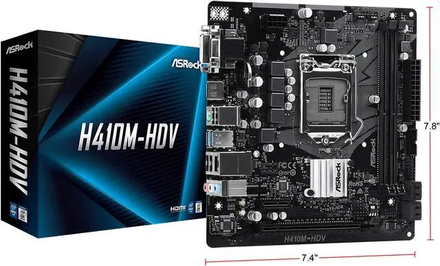 Alt view image 5 of 5 - ASRock H410M-HDV LGA 1200 Intel H410 Micro ATX Intel Motherboard
