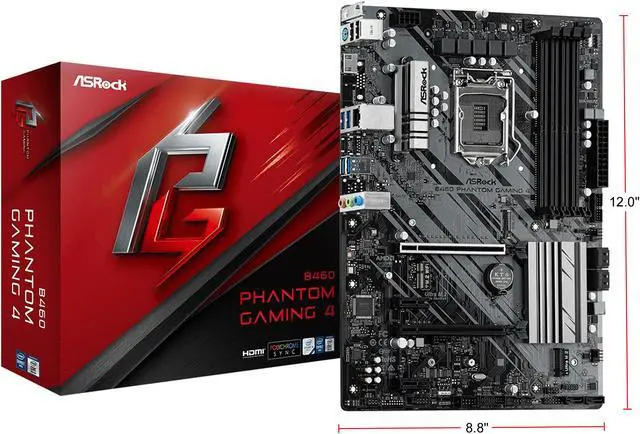 Alt view image 4 of 4 - ASRock B460 Phantom Gaming 4 LGA 1200 Intel B460 ATX Intel Motherboard