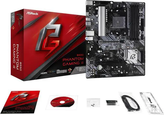 Alt view image 9 of 10 - ASRock B550 Phantom Gaming 4 AM4 AMD B550 ATX AMD Motherboard
