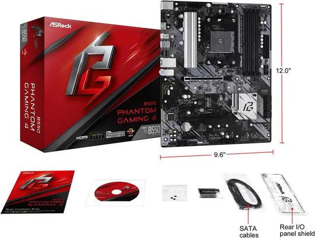 Alt view image 10 of 10 - ASRock B550 Phantom Gaming 4 AM4 AMD B550 ATX AMD Motherboard