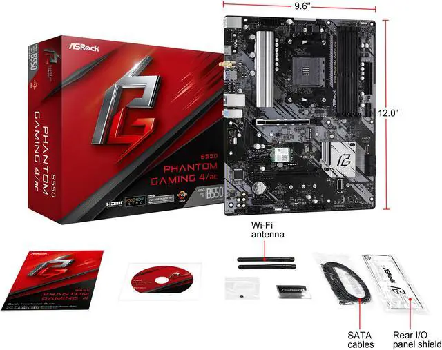 Alt view image 9 of 9 - ASRock B550 Phantom Gaming 4/ac AM4 AMD B550 ATX AMD Motherboard