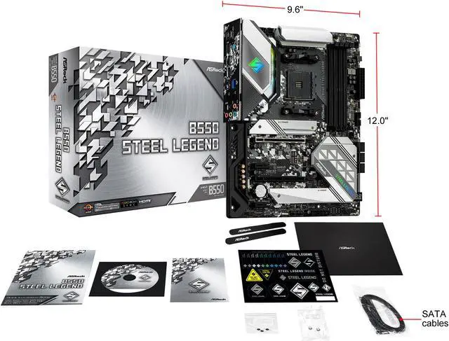 Alt view image 9 of 10 - ASRock B550 STEEL LEGEND AM4 AMD B550 ATX AMD Motherboard