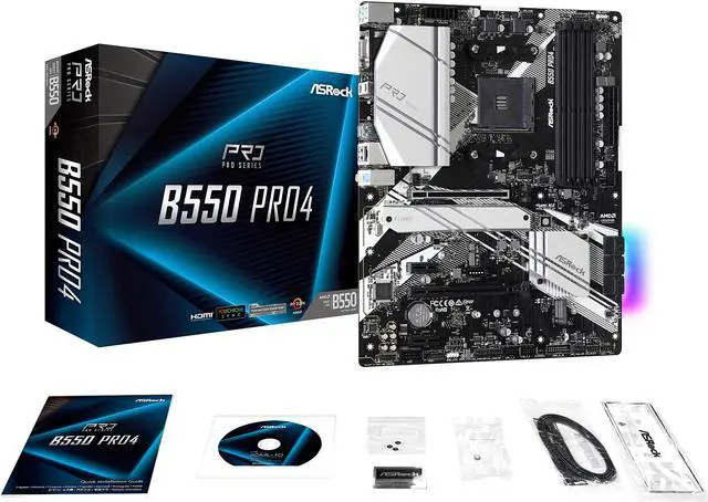 Alt view image 8 of 10 - ASRock B550 PRO4 AM4 AMD B550 ATX AMD Motherboard