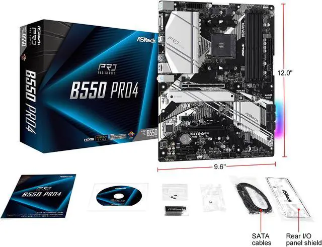 Alt view image 9 of 10 - ASRock B550 PRO4 AM4 AMD B550 ATX AMD Motherboard