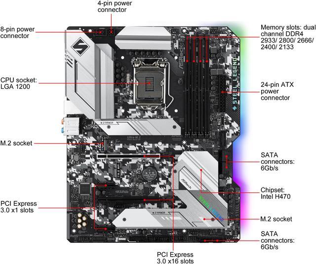 ASRock H470 STEEL LEGEND LGA 1200 ATX Intel Motherboard - Newegg.com