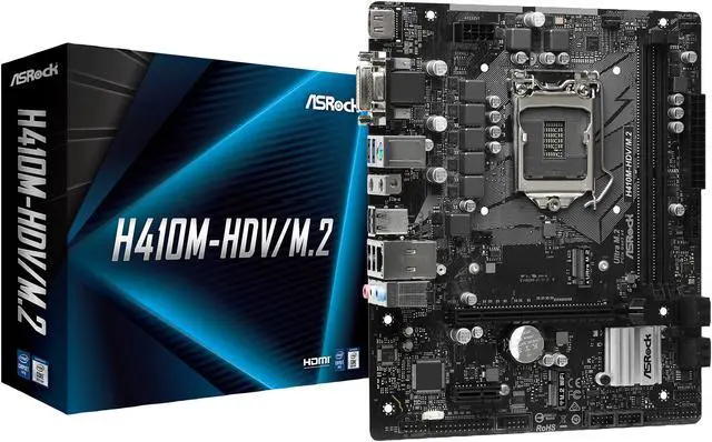 Alt view image 10 of 10 - ASRock H410M-HDV/M.2 LGA 1200 Intel H410 Micro ATX Intel Motherboard