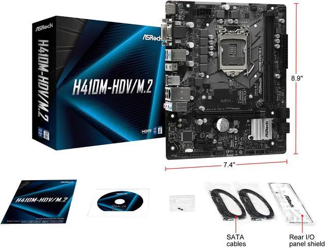 Alt view image 9 of 10 - ASRock H410M-HDV/M.2 LGA 1200 Intel H410 Micro ATX Intel Motherboard