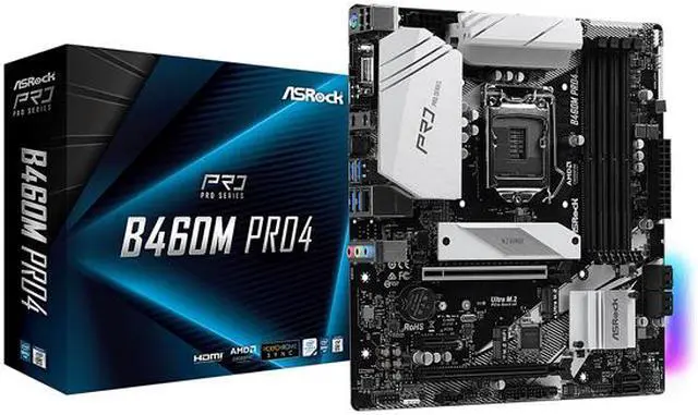 Alt view image 4 of 4 - ASRock B460M PRO4 LGA 1200 Intel B460 Micro ATX Intel Motherboard