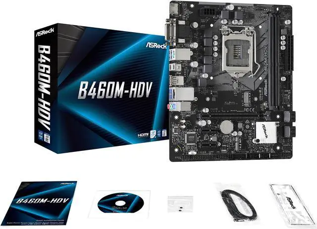 Alt view image 8 of 10 - ASRock B460M-HDV LGA 1200 Intel B460 Micro ATX Intel Motherboard