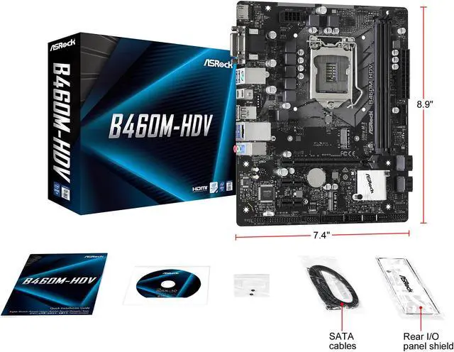 Alt view image 9 of 10 - ASRock B460M-HDV LGA 1200 Intel B460 Micro ATX Intel Motherboard