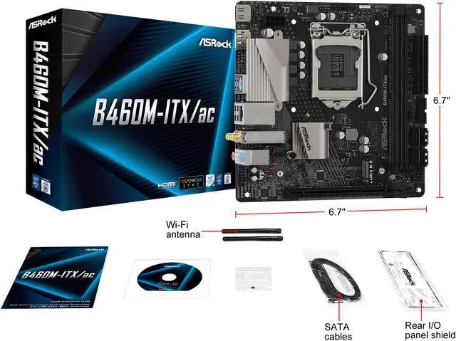 Alt view image 10 of 11 - ASRock B460M-ITX/AC LGA 1200 Intel B460 Mini ITX Intel Motherboard