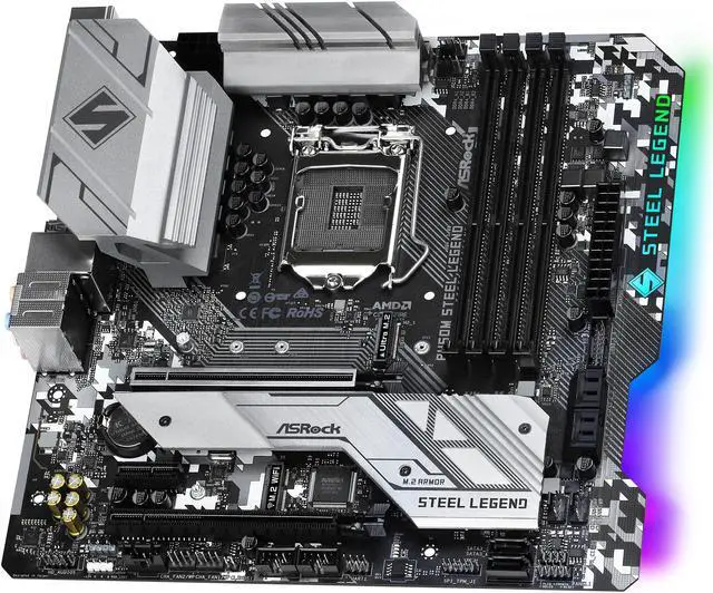Alt view image 4 of 10 - ASRock B460M STEEL LEGEND LGA 1200 Intel B460 Micro ATX Intel Motherboard
