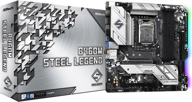 Alt view image 10 of 10 - ASRock B460M STEEL LEGEND LGA 1200 Intel B460 Micro ATX Intel Motherboard