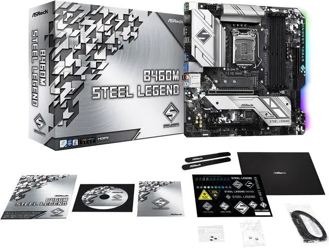 Alt view image 8 of 10 - ASRock B460M STEEL LEGEND LGA 1200 Intel B460 Micro ATX Intel Motherboard