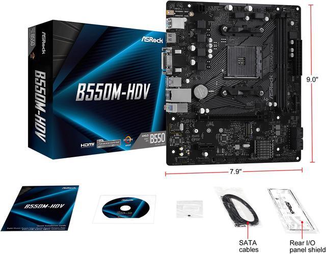 Alt view image 9 of 10 - ASRock B550M-HDV AM4 AMD B550 Micro ATX AMD Motherboard