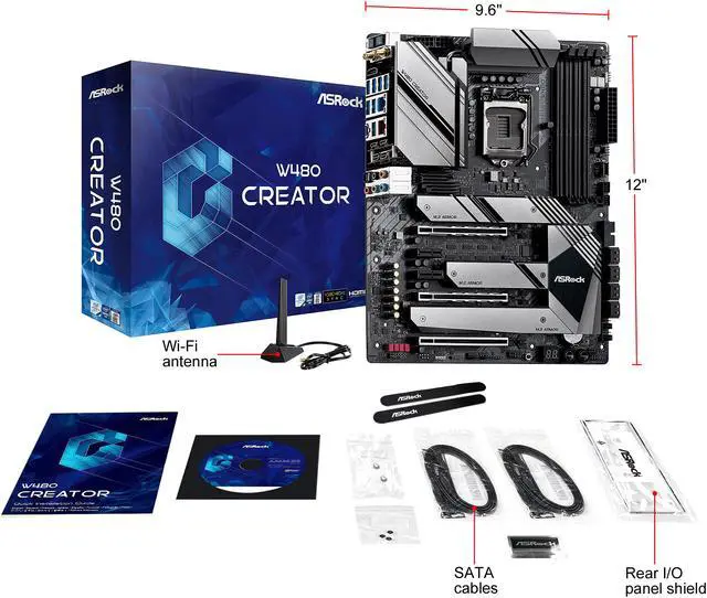 Alt view image 9 of 10 - ASRock W480 CREATOR LGA 1200 Intel W480 ATX Intel Motherboard