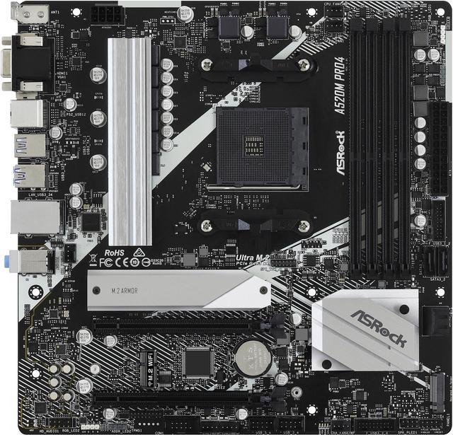 Open Box: ASRock A520M PRO4 AM4 Micro ATX AMD Motherboard - Newegg.com