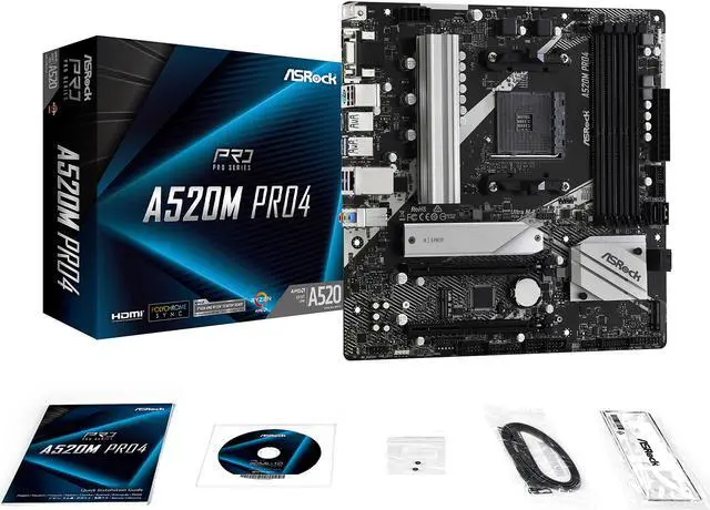 Alt view image 6 of 7 - ASRock A520M PRO4 AM4 AMD A520 Micro ATX AMD Motherboard