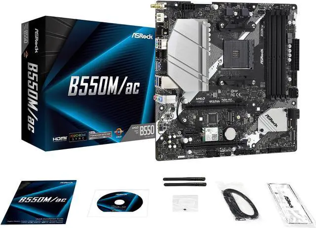 Alt view image 9 of 11 - ASRock B550M/AC AM4 AMD B550 Micro ATX AMD Motherboard