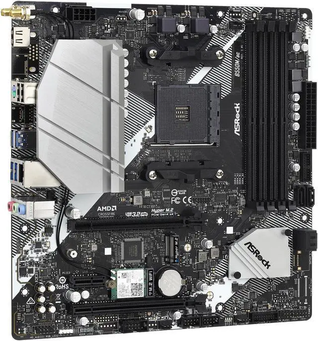 Alt view image 3 of 11 - ASRock B550M/AC AM4 AMD B550 Micro ATX AMD Motherboard