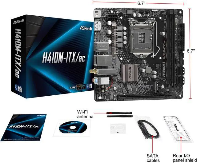 Alt view image 8 of 9 - ASRock H410M-ITX/AC LGA 1200 Intel H410 Mini ITX Intel Motherboard