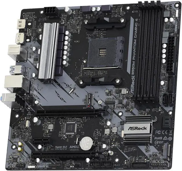 Alt view image 4 of 10 - ASRock B550M Phantom Gaming 4 AM4 AMD B550 Micro ATX AMD Motherboard