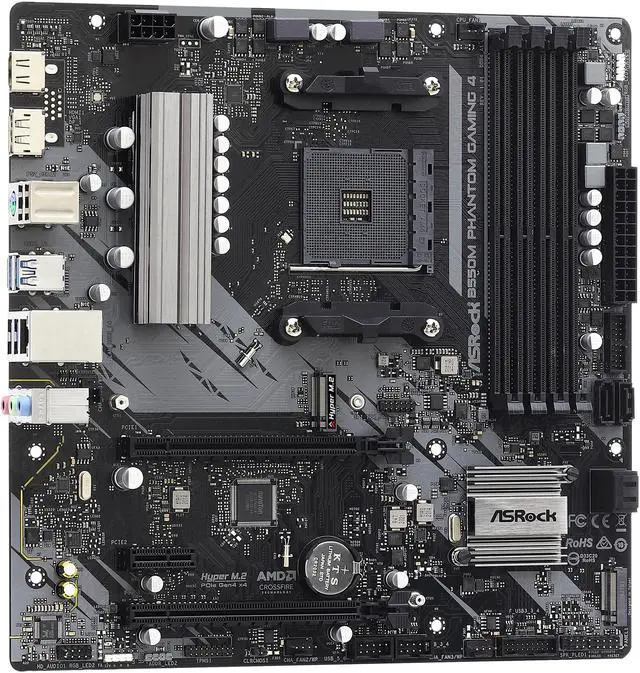 Alt view image 3 of 10 - ASRock B550M Phantom Gaming 4 AM4 AMD B550 Micro ATX AMD Motherboard