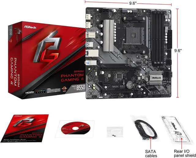 Alt view image 9 of 10 - ASRock B550M Phantom Gaming 4 AM4 AMD B550 Micro ATX AMD Motherboard