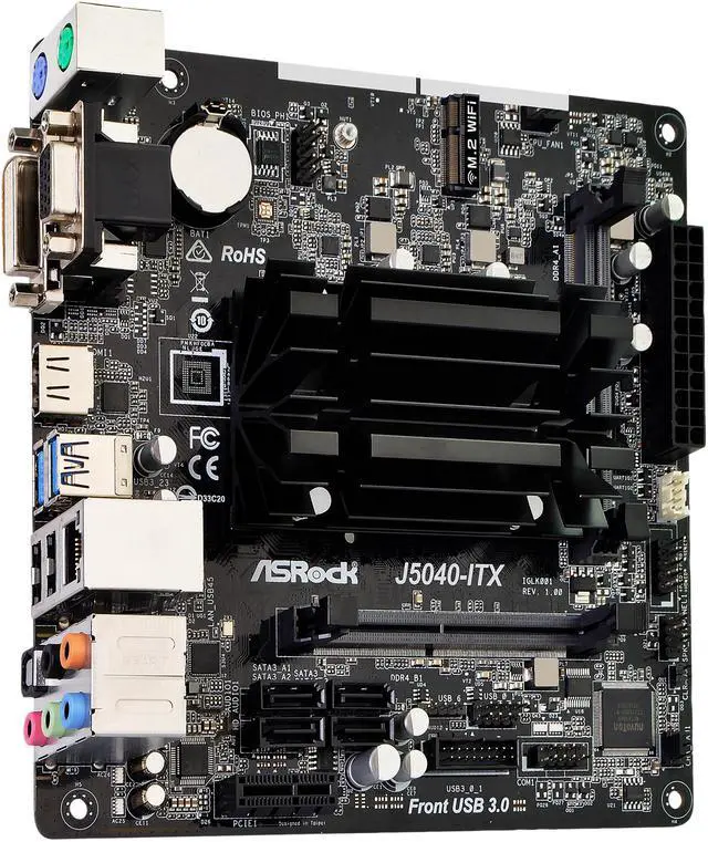 Alt view image 3 of 10 - ASRock J5040-ITX Intel Quad-Core Pentium Silver Processor J5040 (up to 3.2 GHz) Mini ITX Motherboard / CPU Combo