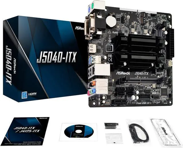 Alt view image 8 of 10 - ASRock J5040-ITX Intel Quad-Core Pentium Silver Processor J5040 (up to 3.2 GHz) Mini ITX Motherboard / CPU Combo