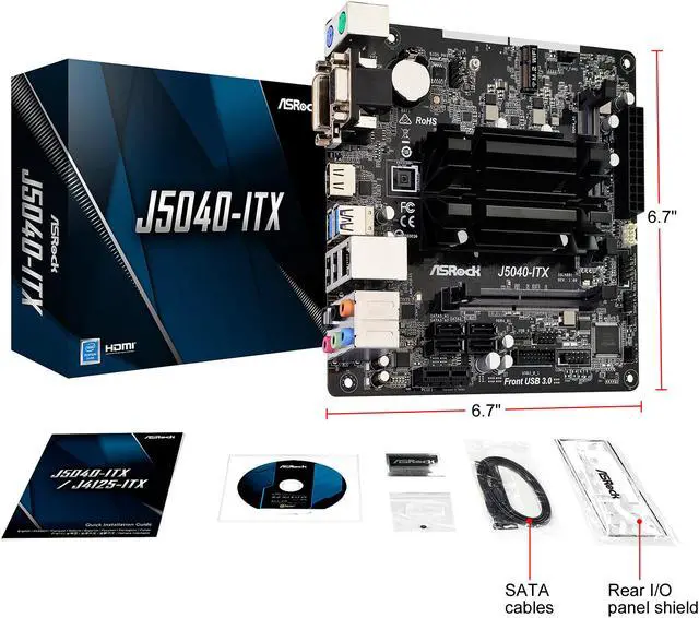 Alt view image 9 of 10 - ASRock J5040-ITX Intel Quad-Core Pentium Silver Processor J5040 (up to 3.2 GHz) Mini ITX Motherboard / CPU Combo