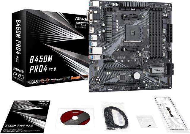 Alt view image 8 of 10 - ASRock B450M PRO4 R2.0 AM4 AMD Promontory B450 Micro ATX AMD Motherboard