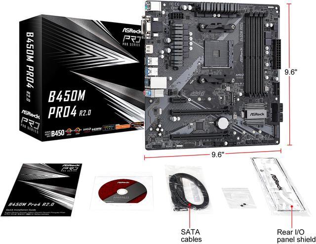 Alt view image 9 of 10 - ASRock B450M PRO4 R2.0 AM4 AMD Promontory B450 Micro ATX AMD Motherboard
