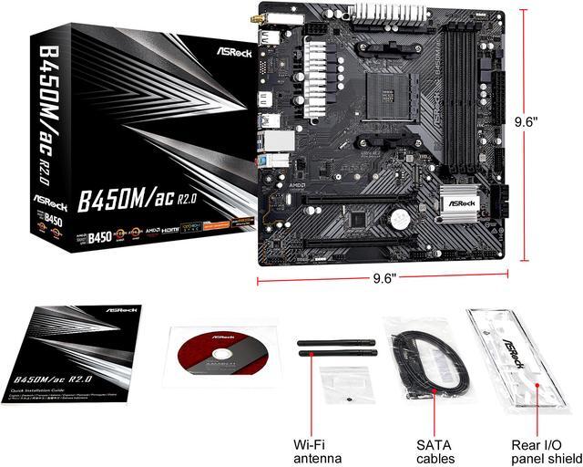 Alt view image 7 of 7 - ASRock B450M/AC R2.0 AM4 AMD Promontory B450 Micro ATX AMD Motherboard