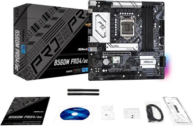 Alt view image 9 of 10 - ASRock B560M PRO4/AC LGA 1200 Intel B560 Micro ATX Intel Motherboard