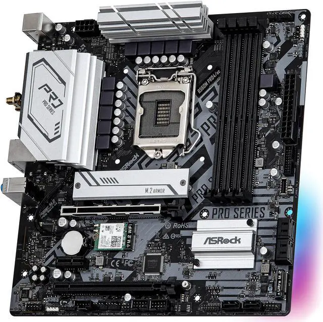 Alt view image 2 of 10 - ASRock B560M PRO4/AC LGA 1200 Intel B560 Micro ATX Intel Motherboard