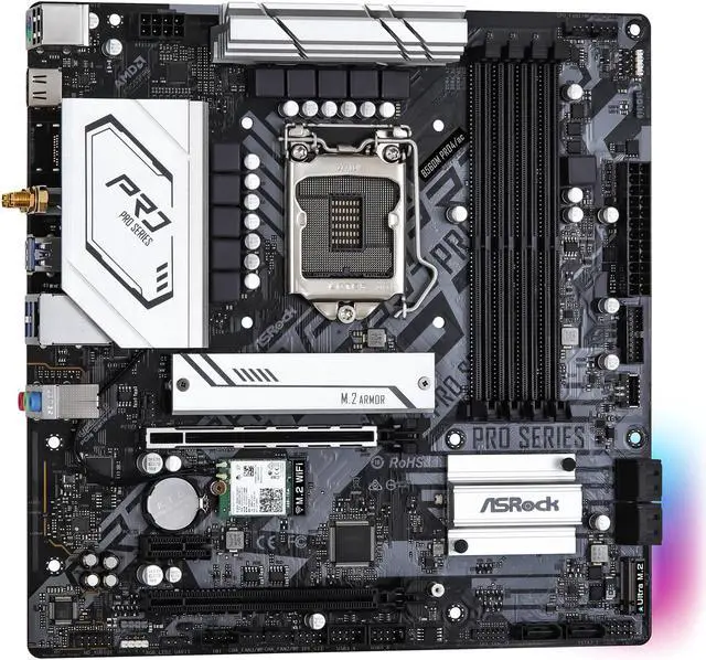 Alt view image 5 of 10 - ASRock B560M PRO4/AC LGA 1200 Intel B560 Micro ATX Intel Motherboard