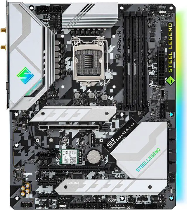 Alt view image 3 of 9 - ASRock Z590 Steel Legend WiFi 6E LGA 1200 Intel Z590 ATX Intel Motherboard