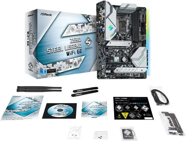 Alt view image 8 of 9 - ASRock Z590 Steel Legend WiFi 6E LGA 1200 Intel Z590 ATX Intel Motherboard