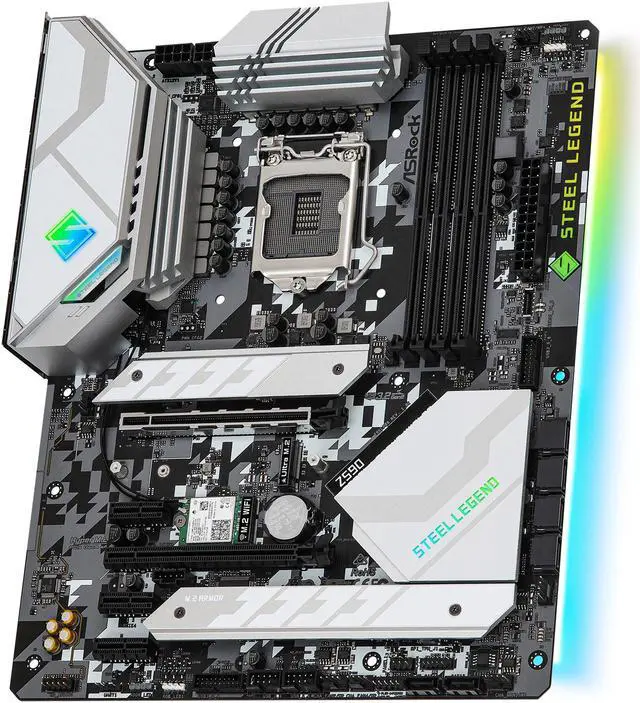 Alt view image 2 of 9 - ASRock Z590 Steel Legend WiFi 6E LGA 1200 Intel Z590 ATX Intel Motherboard