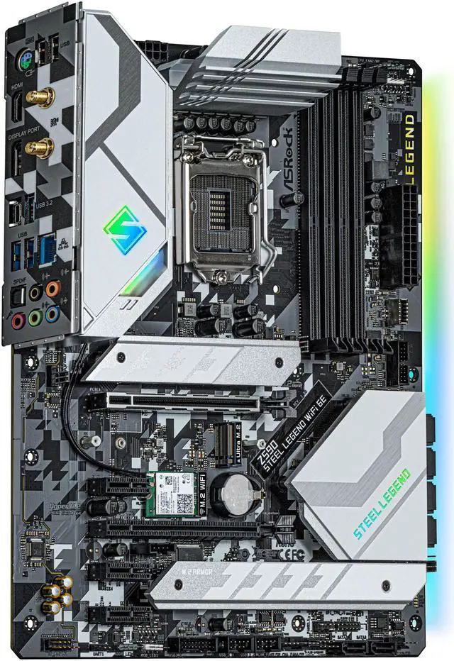 Alt view image 4 of 9 - ASRock Z590 Steel Legend WiFi 6E LGA 1200 Intel Z590 ATX Intel Motherboard