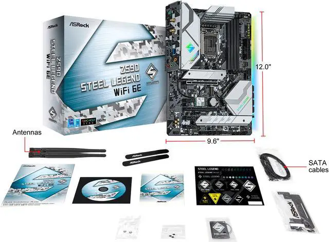 Alt view image 9 of 9 - ASRock Z590 Steel Legend WiFi 6E LGA 1200 Intel Z590 ATX Intel Motherboard