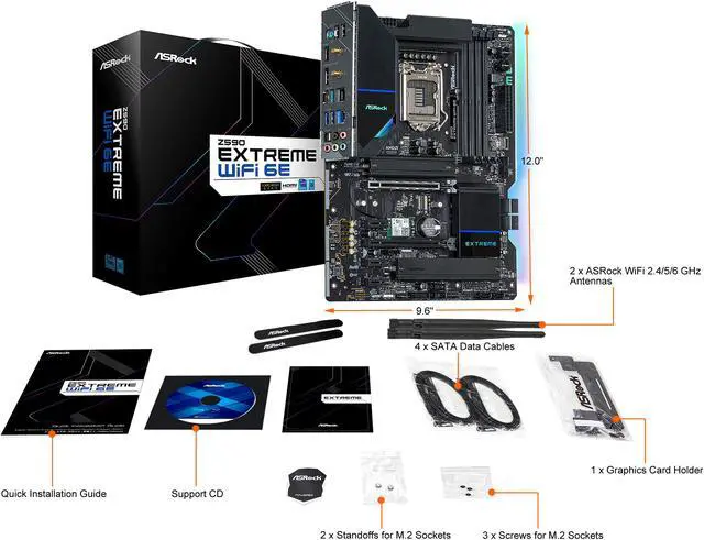 Alt view image 8 of 9 - ASRock Z590 EXTREME WIFI 6E LGA 1200 Intel Z590 ATX Intel Motherboard