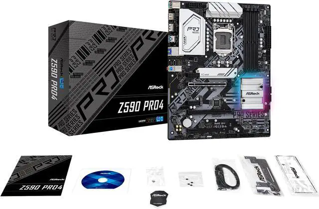 Alt view image 7 of 8 - ASRock Z590 PRO4 LGA 1200 Intel Z590 ATX Intel Motherboard