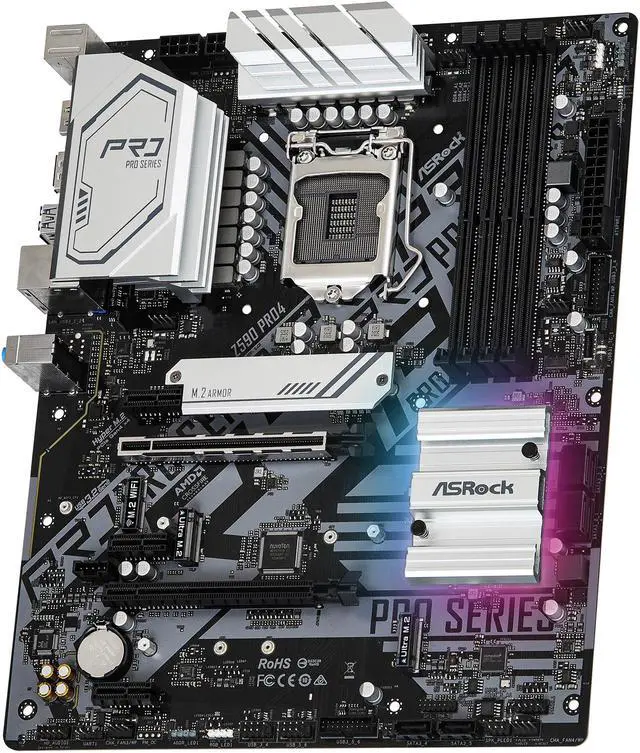 Alt view image 3 of 8 - ASRock Z590 PRO4 LGA 1200 Intel Z590 ATX Intel Motherboard