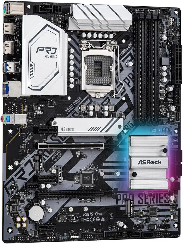 Alt view image 4 of 8 - ASRock Z590 PRO4 LGA 1200 Intel Z590 ATX Intel Motherboard