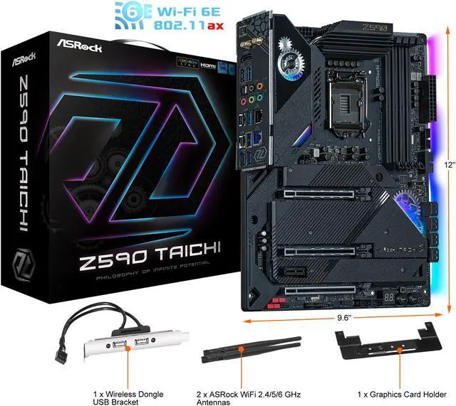 Alt view image 13 of 14 - ASRock Z590 TAICHI LGA 1200 Intel Z590 ATX Intel Motherboard