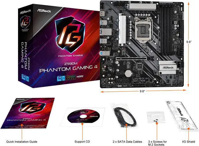 Alt view image 8 of 9 - ASRock Z590M Phantom Gaming 4 LGA 1200 Intel Z590 Micro ATX Intel Motherboard