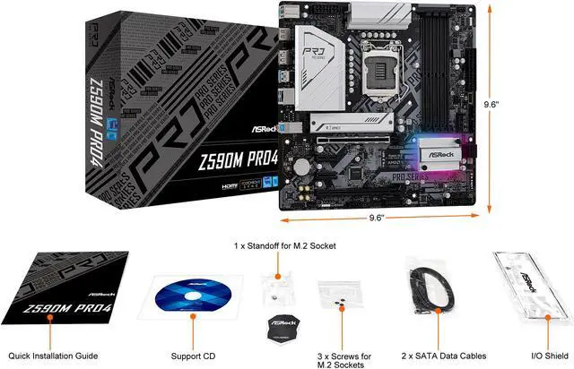 Alt view image 8 of 9 - ASRock Z590M PRO4 LGA 1200 Intel Z590 Micro ATX Intel Motherboard