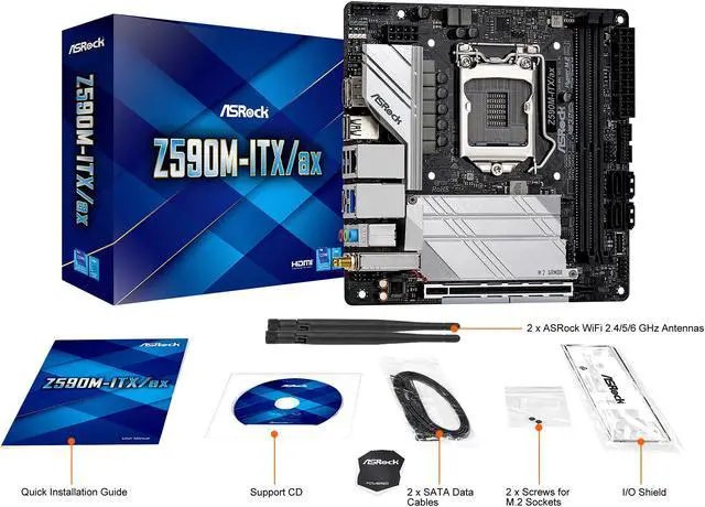 Alt view image 8 of 9 - ASRock Z590M-ITX/AX LGA 1200 Intel Z590 Mini ITX Intel Motherboard